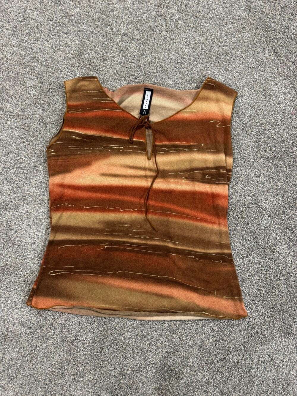 Y2K Forever 21 Striped Sleeveless Tie-Front Tank